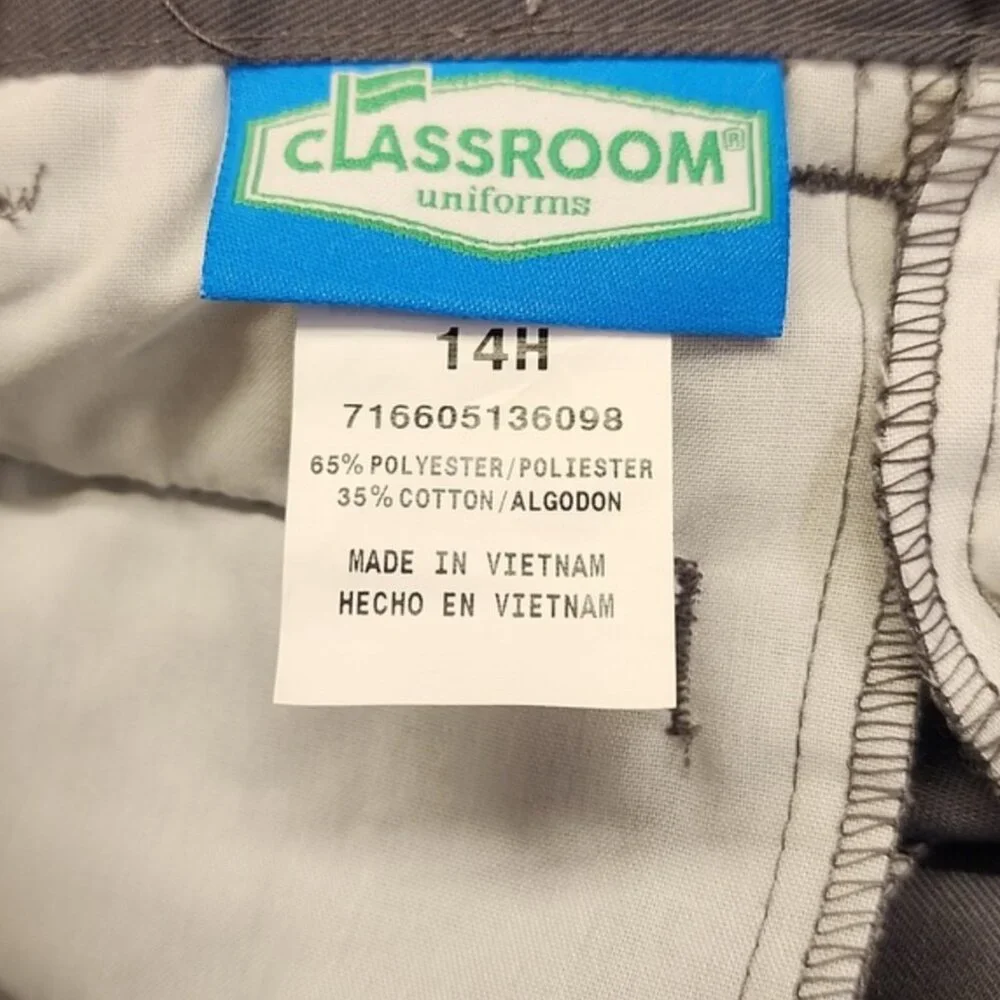Classroom Uniform Boys Husky Flat Front Pant w/ Adj Waistband 14H
